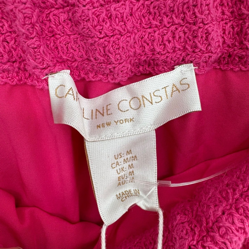 NWT Caroline Constas Pink Crochet Two-Piece Skirt Set Sleeveless Fuchsia Pink M - Picture 12 of 14